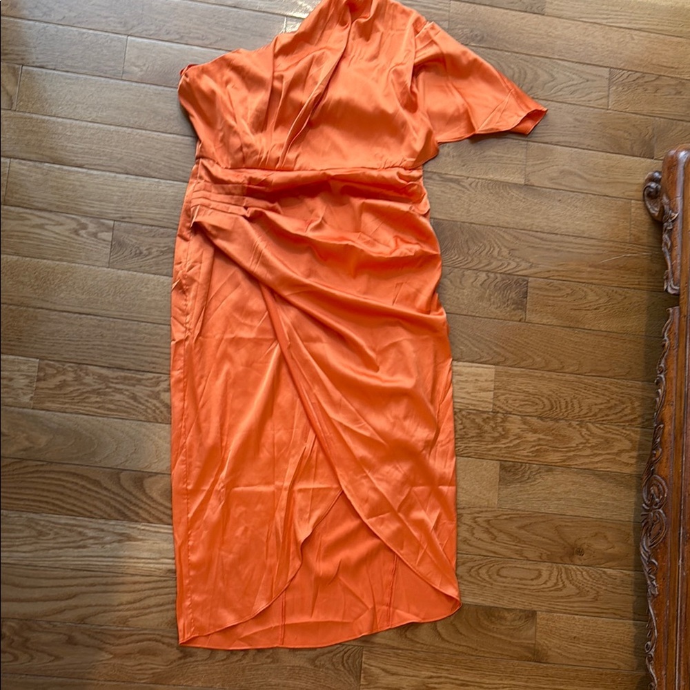 Elegant Orange Wrap Dress